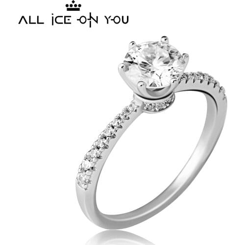 Classical Real Gold Plated Luxury 925 Sterling Silver 1CT D Color Moissanite VVS1 Jewelry Wedding Diamond 6 Claw Ring Women Gift