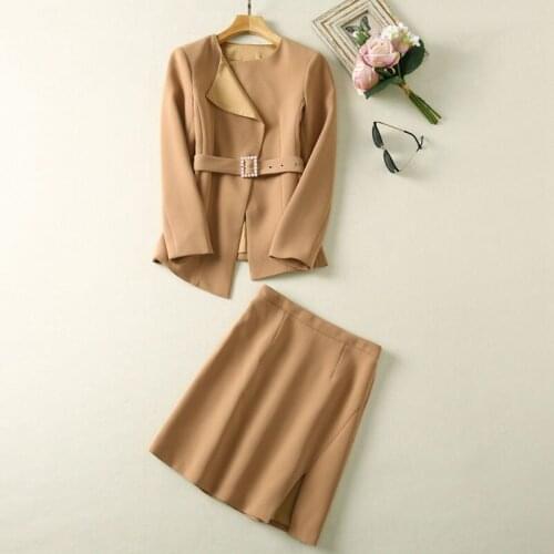 Fashion Designer 2021 Autumn Skirt Set Women Solid Long Sleeve Top+High Waist Mini Skirt Office Lady Suits