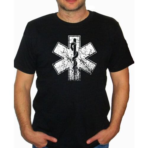 Paramedic Symbol Distressed Look Medic Silk Printed T-Shirt Cotton Round Neck Short Sleeve Mens T Shirt New Size S-3XL