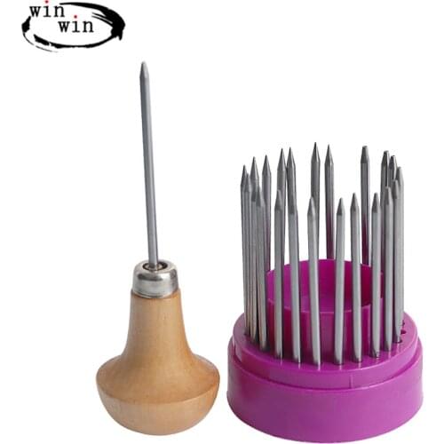 12/23pcs Jewelry Bead Grain Tools Set Graver Beader with Graver Wood Handle for Diamond Stone Setting Graver Jewelry Tools kit