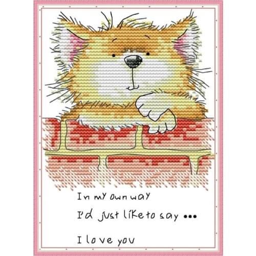 DA531 Cute cat 5 cross stitch kit aida 14ct 11ct count print canvas cross stitches needlework embroidery DIY handmade