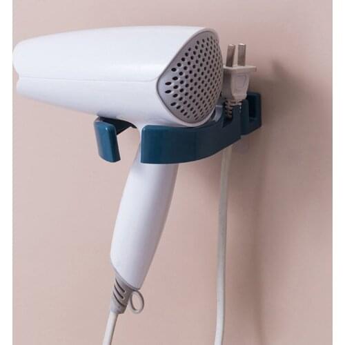 Punch Free Wall mounted Hair Dryer Holder Stand Hands Free Hairdryer Storage Rack Bracket Hook Bathroom Accessories