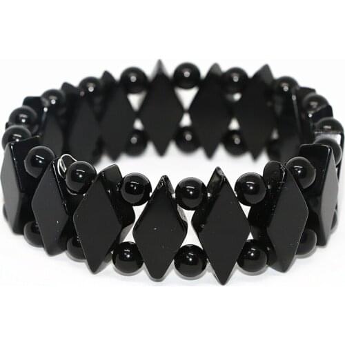 Natural black obsidian stone noble bracelet for women high grade party gift hot sale elastic rope jewelry 7.5inch B1702