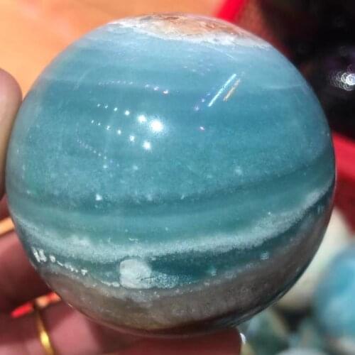 Natural Sky Blue Gemstone Ball Caribbean Calcite Crystal Spheres Wedding Souvenirs For Decoration