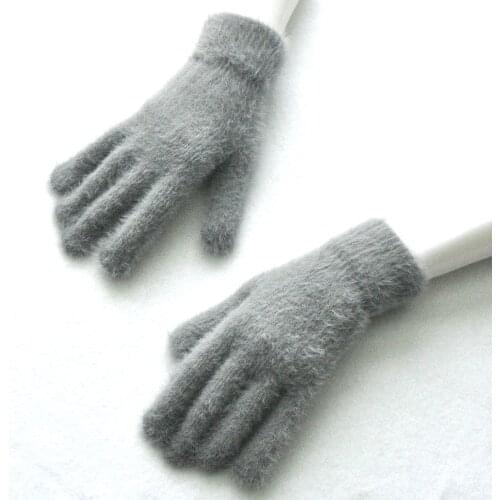 Adults winter cold and warm knitting mink-like gloves students plus velvet thick woolen gloves