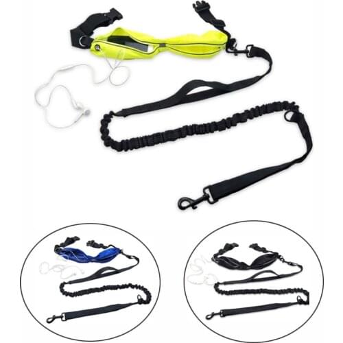 Hands Free Dog Leash Dual Handle Control Walking Running For Pet Dog Leash Two Reflective Elastic Bungees Waist Belt Pouch CL169