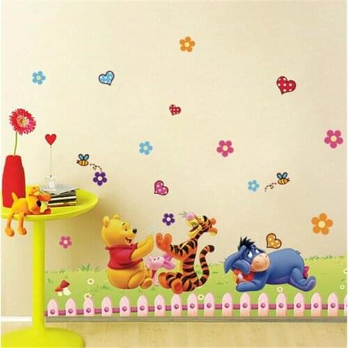 Happy Bear Tiger 3d vivid Wall Stickers For Kids Room Children Nursery Wall Decals Home Decor