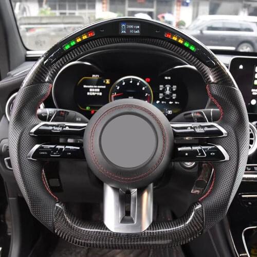 LED Carbon Fiber Steering Wheel Racing Sport For Mercedes-Benz 2015 2016 2017 2018 2019 2020 2021 AMG Series