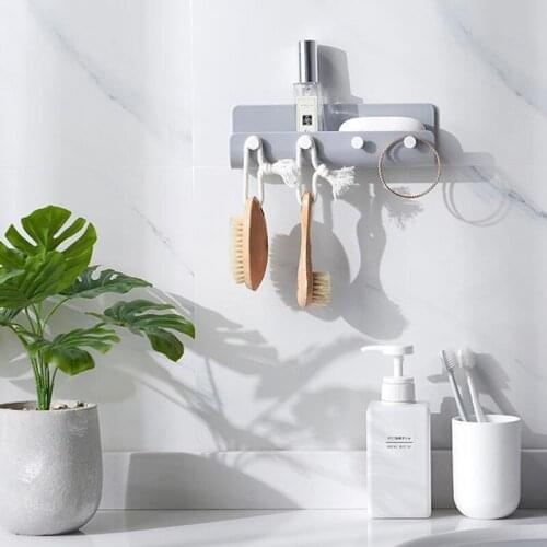 Creative Kitchen Bathroom Hanger Hook Wall-mounted Key Hanger Rack 4 Hooks Shelf U-shaped Home Decor Organizer Storage Wall Hang