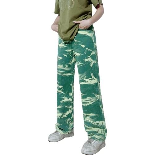 Women Casual Trousers with Chic Print Straight Version Street Style Bright Colors Summer Clothing