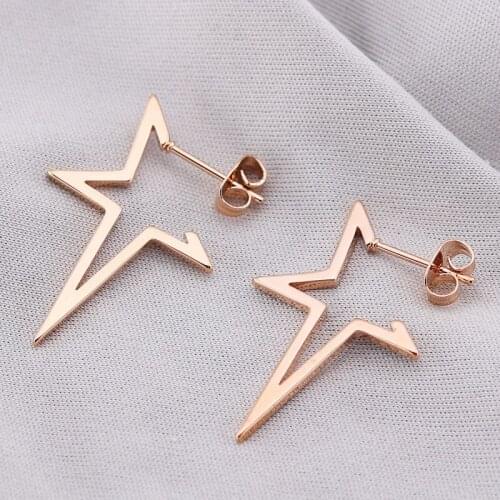 Gold Earring for Women Stainless Steel Fashion Big Star Earrings Jewelry Gifts for Woman Accessories European American Earrings