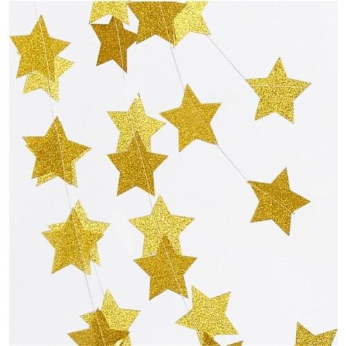 1set Paper Star Garlands Banner 4M Birthday String Chain Wedding Party Decoration Banner Handmade Children Room Home Decoration