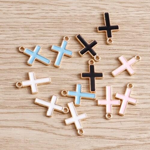 10pcs 11*17mm 4 Color Religion Cross Charms for Necklaces Earrings DIY Enamel Pendants Charms Handmade Jewelry Accessorie Making
