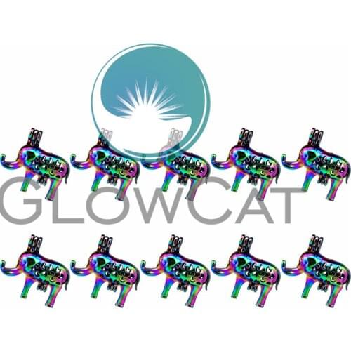 10x C76 Rainbow Moon Elephant Beads Cage Jewelry Making Perfume Essential Oil Diffuser Pearl Cage Locket Pendant