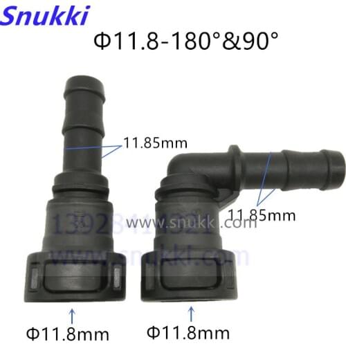 11.8mm 90 degree female connector plastic fittings black color auto fuel line quick connector 2pcs a lot
