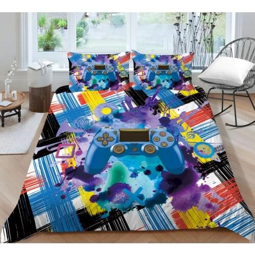 Water Color Blue Game Pad Printing Bedding set Quilt cover with pillowcases Twin Full Queen King sizes 2/3 pieces