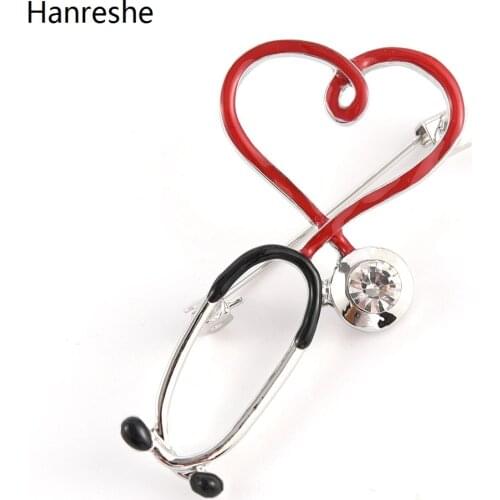 2/Color Hot Medical Medicine Brooch Pin Heart-shaped Stethoscope Lapel Enamel Pins Doctor Nurse Student Gift Accessories Jewelry