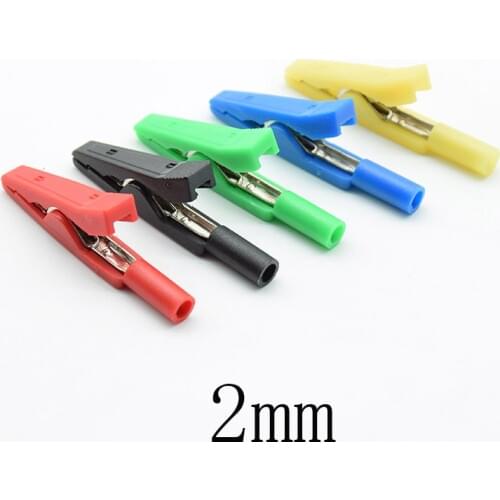 2mm Brass 5 Colors Insulated Mini Test Alligator Clip With 2mm female Banana Jack red black green blue yellow