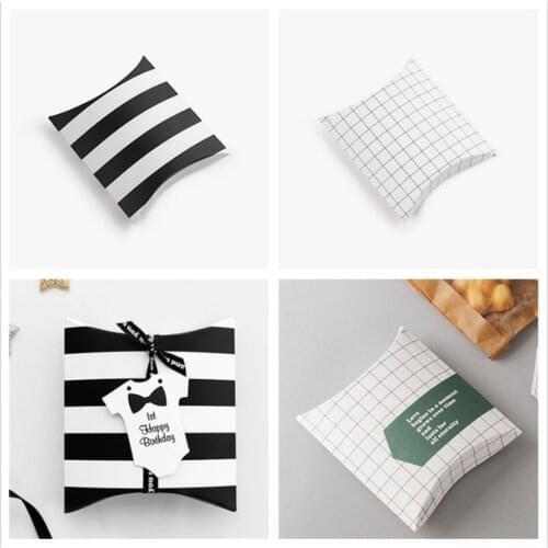 20pcs New Candy Box Craft Paper Pounch Pillow Shape Wedding Favor Gift Boxes Pie Party Bags Eco Friendly Kraft Packaging