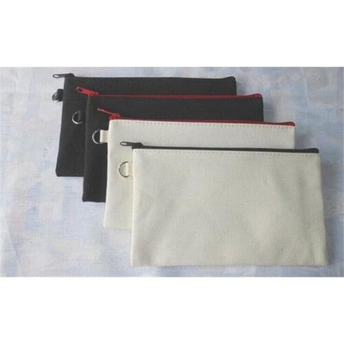 300pcs/lot 11*20cm Pure white cotton canvas cosmetic Bags DIY women blank plain zipper makeup bag phone clutch bag keychain bag