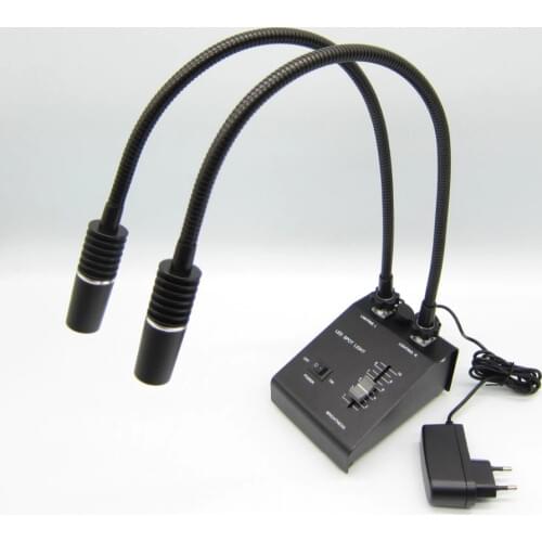 85-265V Stereo microscope illuminator 6W LED Dual Gooseneck microscope spot light source