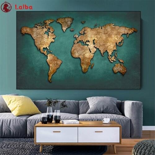 DIY Diamond Painting Modern art, world map Rhinestones Diamond Mosaic Full Drill Square Embroidery round stones Cross Stitch