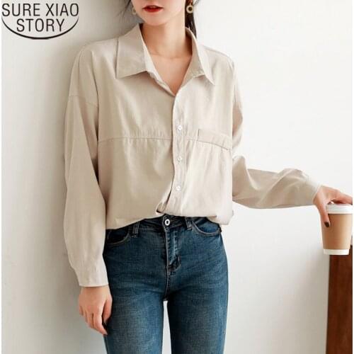 White Shirts Women Tops and Blouse Long Sleeve 2021 Autumn Loose Blouse Casual Office Lady Tops Blusas Mujer De Moda New 11117