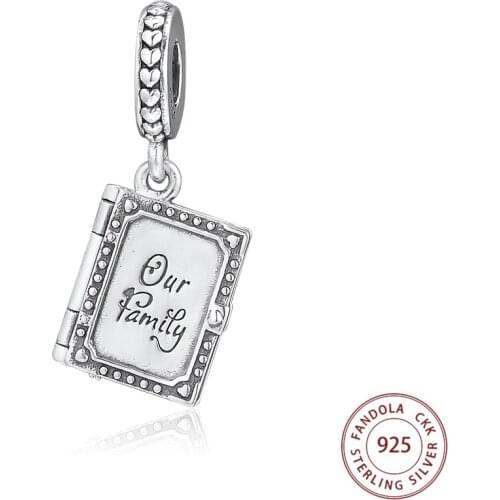 CKK 925 Sterling Silver Family Book Dangle Charms Beads Fits Original Bracelets Necklaces Women Fine Jewelry perles