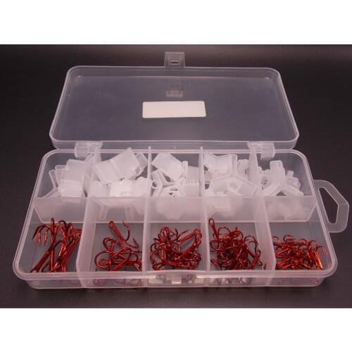 CATCHSIF 81pcs Nickel Oxidation Treble Hooks and Protectors Fishing Tackle Box KIT