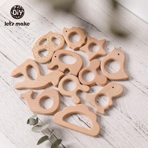Lets Make 1pc Wooden Toys Rodent Wooden Beads For Baby Teethers For Teeth Bird Elephant Dinosaur Trojan Chewing Gum PVC Free
