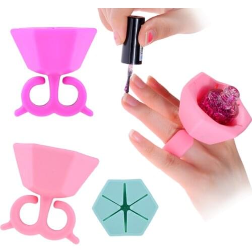 Portable wearable silicone rubber nail polish bottle holder silicone polishing holder Varnish Bottle Stand Glue Tilter Feature