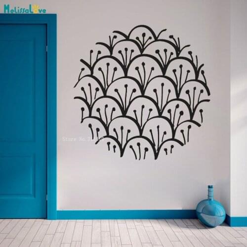 Art Flower Pattern Within Circle Wall Sticker Home Art Decor Living Room Self-adhesive Murals New Simple Murals YT5868