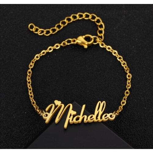 Wanixm Customized Personalized Stainless Steel Name Bracelets for Women Custom Charm Adjustable Bracelets Unique Jewelry Gift