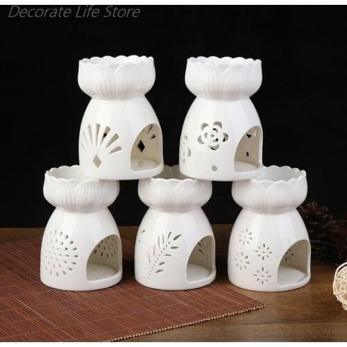 Ceramic Candle Holder Oil Incense Burner Essential Aromatherapy Oil Burner Lamps Porcelain Home Living Room Decoration