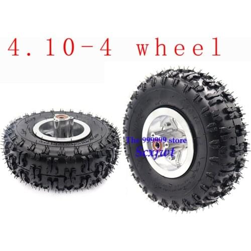4.10-4 Tire Wheel With 4 inch Hub Rim and Inner Tube For 49cc Mini Quad Dirt Bike Scooter ATV Quad Go Kart 47cc 49cc