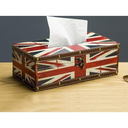Bathroom Tissue Box Desktop Organizer Leatherwear Coffee Shop Restaurant Paper Rack/Holder Nostalgic Style Tabletop Ornaments