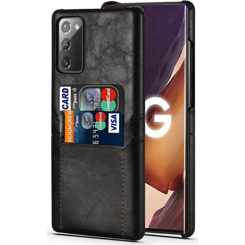 Cowhide Leather Case for Samsung Galaxy Note 20 9 10 Ultra S20 Plus 10e 5G Retro Card Stand Shockproof Card Cover Shell