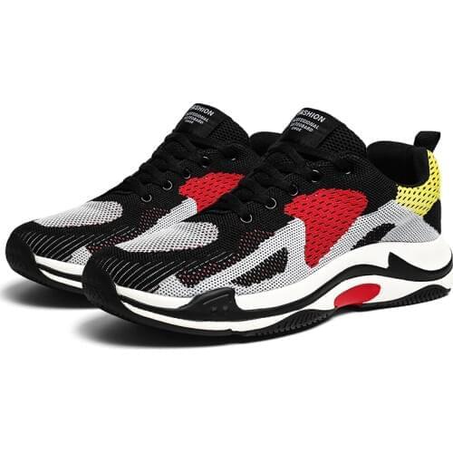 Men Mix Color Casual Shoes Men Sneakers Breathable Mesh Air Mesh Walking Shoes Couple Lace Up Flat Sneakers Shoes Plus size 46