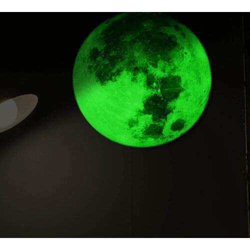 Moon Shape Wall Sticker 12/30cm Luminous 3D Moon Fluorescent Stickers For Kids Room Living Room DIY Decoration Home Decor