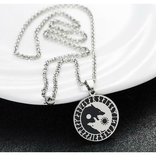 Men Necklace Fashion Men Accessories Under The Moon Wolf Time Pendant Necklace Sweater Chain Items