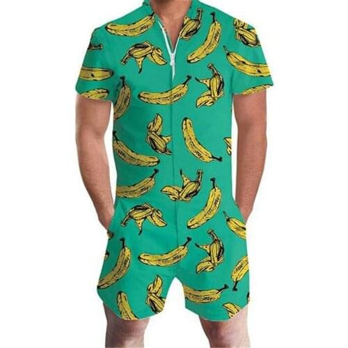 Mens Summer Romper Short Sleeve T-shirt Playsuit Jumpsuit Casual Shorts Pants