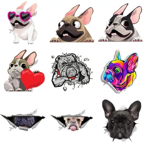Lovely Fawn French Bulldog Car Stickers and Decal Bumper Window Cover Scratches for Auto A4 Decoration Car Accessories KK13*11cm