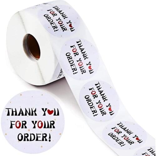 1inch 50-500pcs Thank You Stickers Handmade Sticker Circle Stationery thank you for your order Seal Labels thank you sticker