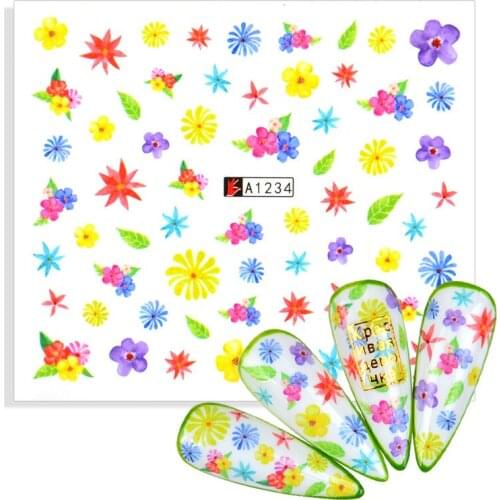 Watermark Sticker Flower Leaf Nail Decoration Applique Sliders For Nails Design All For Manicure Water Decals Nail Art Stickers