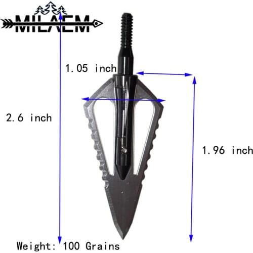 6 Pcs 100 Grain Blade Arrow Heads Stainless Steel 2-Blades Hunting Broadheads Tips For DIY Outdoor Shooting Sports Accessories