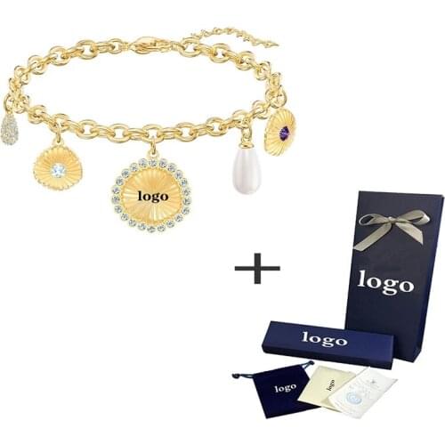 2021 Fresh Fashion New Vintage Water Drop Bracelet Heart Shaped Crystal Pearl Female Romance Christmas Gift