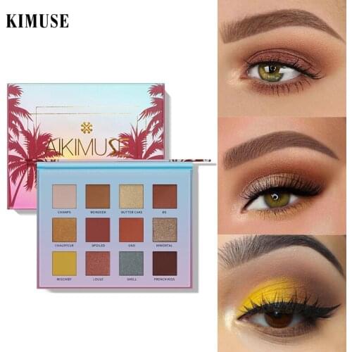 KIMUSE 12 Colors Sunset Eye shadow Palette Shimmer Matte Waterproof Long-lasting Loose Powder The Shadows Natural Eye Makeup