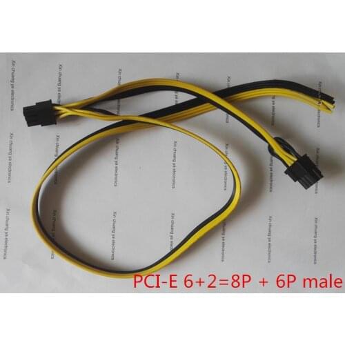 PCI-E PCIE PCI Express 6+2P 8Pin male + 6PIN male GPU Extension cord Cable wire 18AWG 20+60cm
