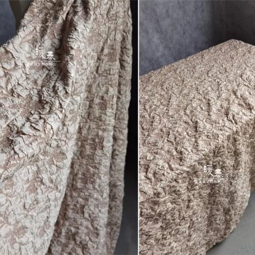 Pleated Jacquard Fabric Light Brown Concave Convex DIY Patches Background Decor Clothes Coat Suit Skirt Dress Designer Fabric