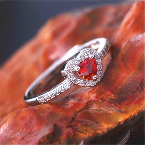 Personality Simple Heart-shaped Crystal Ring Elegant Fashion Women Inlay Zircon Adjustable Ring Charm Women Cocktail Jewelry